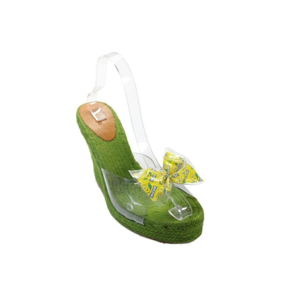 Castaner Womens Wooden Candy Wrapper Bow Espadrille Wedge Sandals Green Size 9